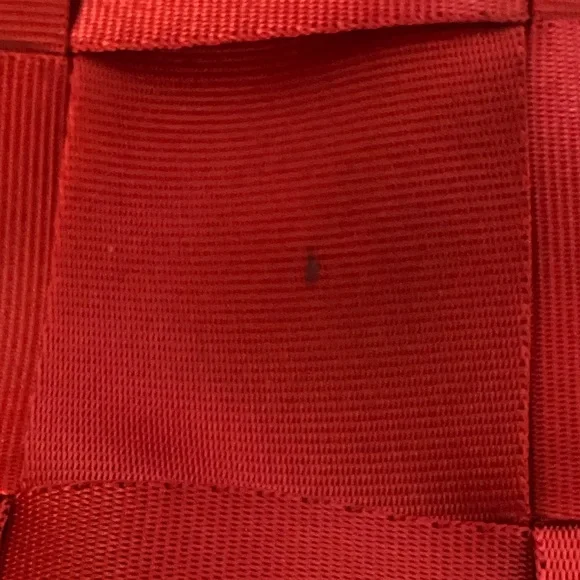 Seatbelt Purse (Red)  Woven Neutral Y2K
90s Top Handle Shoulder Bag. Preloved - Picture 8 of 10